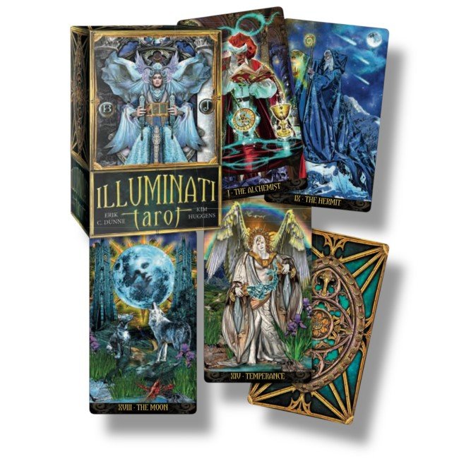 Illuminati  Premium Tarot – Erik C. Dunne, Kim Huggens kuldäärega
