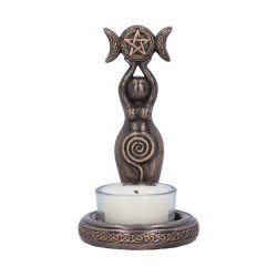 Kolmikjumalanna Küünlaalus – Pronksviimistlusega Teeküünla Hoidja