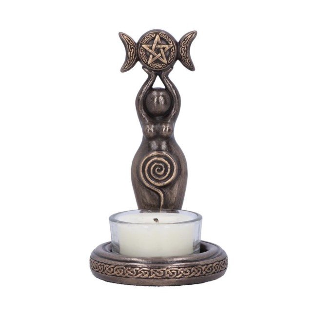 Kolmikjumalanna Küünlaalus – Pronksviimistlusega Teeküünla Hoidja