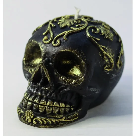 Must pealuu kullaga Sugarskull - küünal rapsivahast - DarkMoon Must pealuu kullaga Sugarskull - küünal rapsivahast - DarkMoon