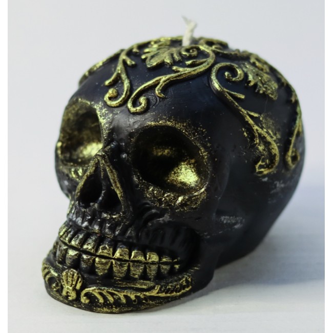 Must pealuu kullaga Sugarskull - küünal rapsivahast - DarkMoon Must pealuu kullaga Sugarskull - küünal rapsivahast - DarkMoon